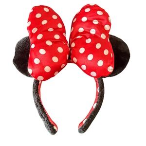 Disney Minnie Mouse Headband Women Red Excellent Polka Dot Bow Ears